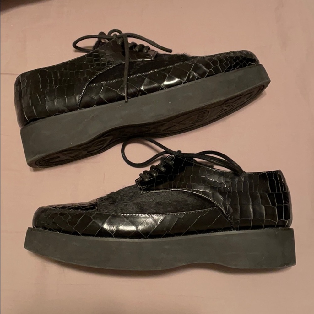 F-TROUPE CREEPER OXFORD PONY HAIR & REPTILE SHOES